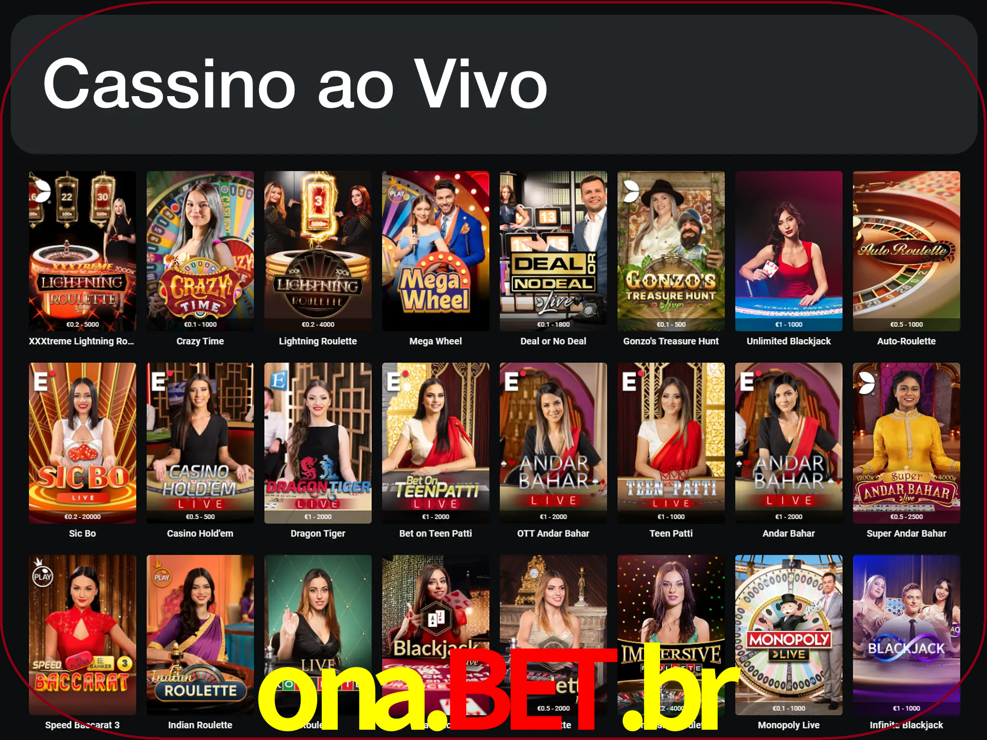 Jogue jogos de cassino com um verdadeiro dealer.