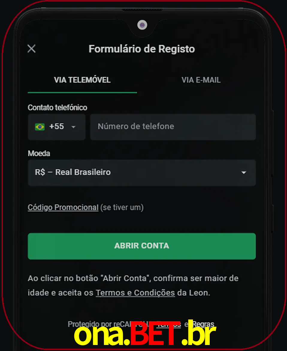 Abra o aplicativo e inicie o processo de registro.