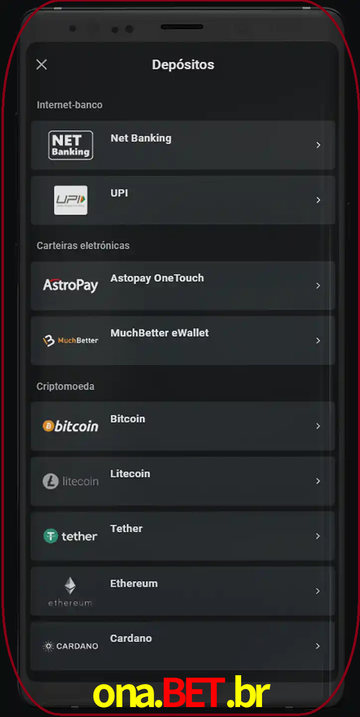 Você pode usar métodos alternativos de depósito.