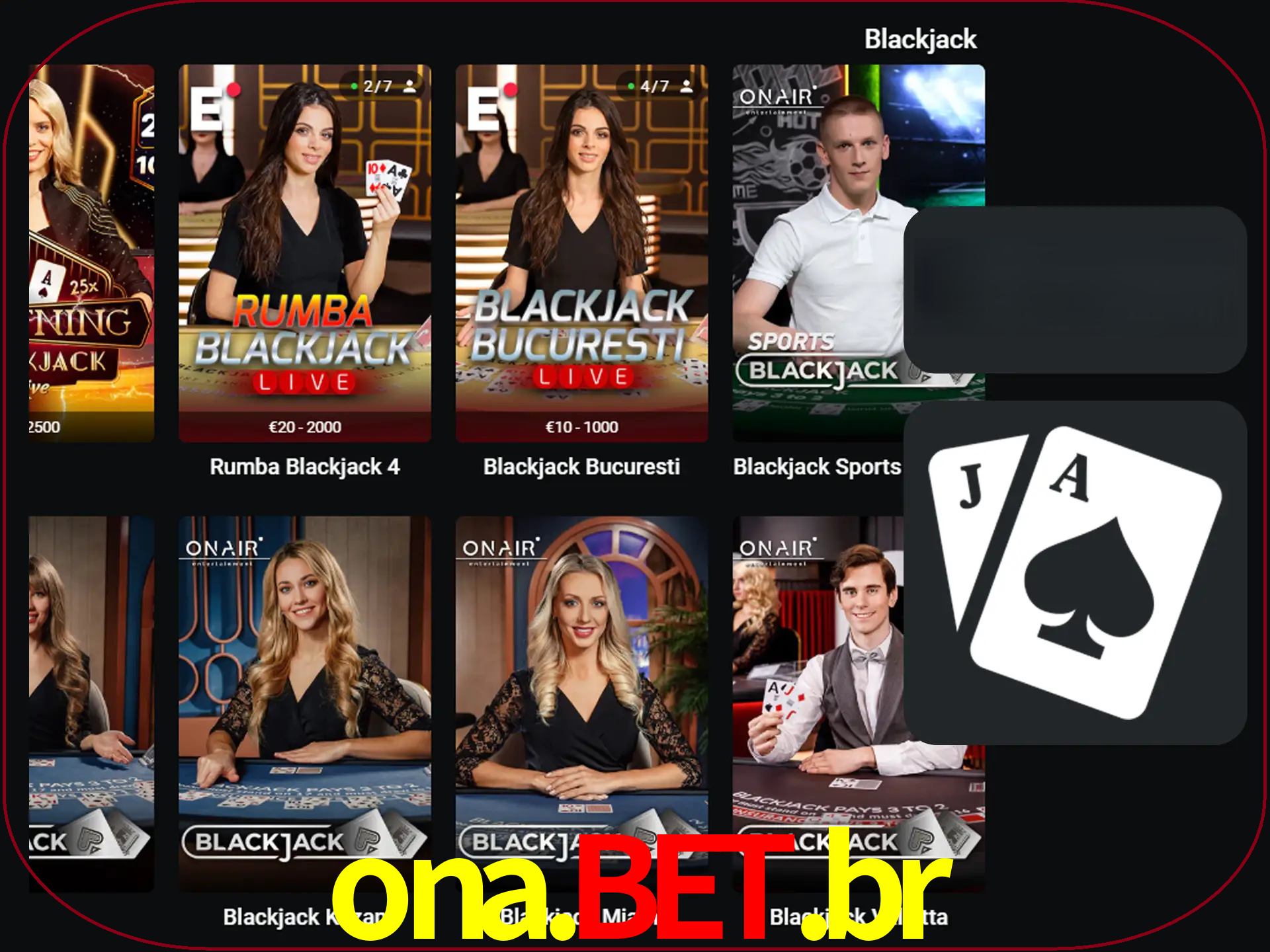 Escolha uma mesa completa de jogadores de blackjack.